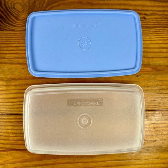 Vintage Tupperware Blue Lid Rectangular Storage Set | 2-Piece - Picture 4 of 8